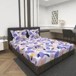 DECOREZA Home Premium Cotton Elastic Fitted Bedsheets with 2 King Size Pillow Covers | Double Bed with All Around Elastic 210 TC Supersoft | Size - 72 King Sizex78+8 inches, Green Floral