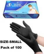 MEDROYAL NO.1 GLOVE Black Nitrile Examination Gloves | Small Size | Powder-Free, Non-Sterile Disposable Gloves for Medical, Cleaning & Food Handling | Strong, Tear-Resistant Hand Protection | Pack of 100 Pcs