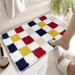 Roseate Check Super Soft (50x80 cm) Super Absorbent Microfibre Bath Mat (Multicolour) Pack of 1