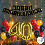 Party Propz Anniversary Decoration Items With Led Light Banner, Balloons, Arch, Glue Dot (Set Of 56)