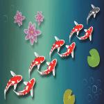 Art Factory Koi Fish Painting on Board Acrylic 12 inch x 18 inch Painting (Without Frame)