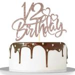 Festiko 1, 2 Happy Birthday Cake Topper 6 Months Cake Topper Rose Gold Glitter, Half Year Old Cake Topper, Half Birthday Cake Topper Decoration