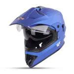 Steelbird GT Off Road ISI Certified Motocross Double Visor Full Face Helmet Outer Clear Visor and Inner Smoke Sun Shield (Matt Y.Blue, Large 600 MM)