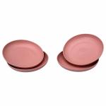 Irida Naturals Unbreakable Wheat Straw Plates Set of 4-8 inches (Plush Pink) Reusable, Lightweight, Eco-Friendly & Safe for Microwave, Freezer & Dishwasher, Small Plates for Snacks, Dessert