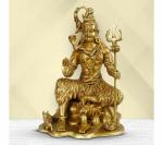 Kartique Removes Negative Energy Tiger Brass Shiva Murti Sitting on Tiger Idol - 12 inch