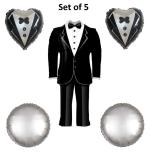 Festiko Groom Tuxedo Heart Circle Bouquet Marriage Decoration Balloon For Romantic Wedding Party Balloon Decoration 5Pcs