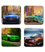 Whats Your Kick Car Lover Marcedes Card Printed Set of Coaster With Metal Stand