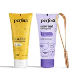 Perfora Toungue Cleaner & The Daily Routine Awake & Unwind Toothpaste Combo, Active Freshness & Cavity Prevention, SLS & Fluoride Free Toothpastes With N-Ha For Oral Care, Copper Tongue Scraper, Pack Of 3