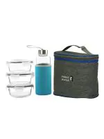 Sanjeev Kapoor Delta 3 pc round Lunch box 400 ml + 1 pc Borosilicate bottle 400 ml with bag
