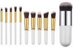Bingeable White Foundation Brush Make Up Brushes Natural Professional Makeup Set Blending Tool Cosmetic Kits (Set Of 10)