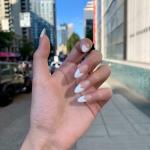 Secret Lives Acrylic Designer Artificial Nails Extension Transparent White Color Design on The Top 24 pcs Set with Manicure Kit