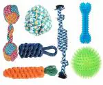 MS PET HOUSE Agirav Dog Rope Toys + Dog Toys + Chew Toys + Toys for Puppy + Chew Hard Spike Bone for Dog + Dog Cotton + Poly Mix Chew Toys, Combo Pack (Color May Vary)