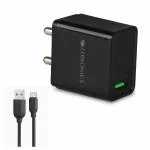 Zebronics MA5311Q 18 W Single Port Charging Adapter with USB Type C Cable - Black