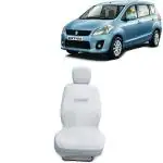 Kingsway Towel Fabric Car Seat Covers for Maruti Suzuki Ertiga, 2012 - 2016 Model, Material: 100% Cotton, Color : White, Complete Set of All Seats (Car Specific Front + Rear Seat Covers)
