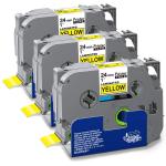 HAIDERY HARDWARE AUTM Pristar Multicolor Compatible Label Tape Replacement for Tze-651 Tze651 Laminated Tz Tape for Brother PT-P700 PT-P710BT PTD600VP PTP750W PT273 Label Maker, (24mm 1 x 26.2 ft (8m) (Pack of 3)