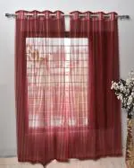 Gharsaaz Tissue Flip Flop Maroon 5Ft Curtain Set of 2