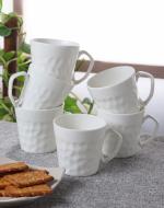 INDKRAFT Marvel Embossed Fine Tableware Bone China Tea Cups Set Of 6, 160 ML