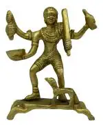Kalarambh Brass Lord Kalbhairav Idol Murti Statue for Home Pooja Puja Mandir Decor Collectible Handicraft Art, Yellow, 2 x 2 x 4 Inch (L x W x H)
