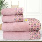 RANGOLI Light Purple Pack Of 4 Towels set,Prima Dream Lace (2 HAND+2 BATH, 4 Pcs,450 GSM)