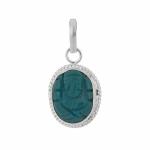 Shiv Ram Jyotish Kendra Emerald Stone Ganesha Pendant in Sterling Silver For Women Men with German Silver Chain Natural Green Panna Original Certified Energized Birth Gemstone