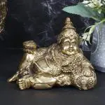 ARTVARKO Home Decor Brass Lord Kuber Maharaj Resting Murti Statue - 5.5 inch