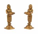 Kartique Traditional Devi Meenakshi Pair Holding Diya - Standard 5.1 x 6.4 x 12.7 cm (pack of 2)