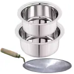 SHINI LIFESTYLE Stainless Steel Bhagona, Patila 22cm,21cm with Loha Tawa