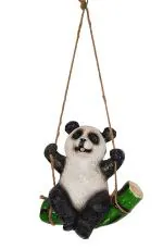 Wonderland Multicolor Resin Panda On Swing Statue - 25.4 x 15.2 cms