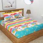 LiveWell Kids Printed Double Bedsheet with Two Pillow Covers_Size-208x213 Cm (Unicorn Design)