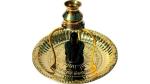 Navyaksh- NAVYAKSH Brass Pooja Plate Thali with Shivling Stand and Abhishek Lota Kalash Brass Decorative Showpiece - 12 cm (Brass, Gold)