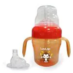 Luvlap Orange Banana Time Anti Spill Sippy Cup With Silicone Spout And Straw (6 M) 150 ml