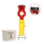 Robustt Hex Solar Blinker Led Light | Yellow & Red, Pack of 5 | Polycarbonate Top | Solar Light with UV Protection | 36 Hours Backup with 1 Km Visibility | ABS Clamp with Round Road Reflector