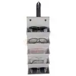 COZIECLOS 5 Slots Glasses Case Travel Sunglasses Organizer Leather Eyeglasses Storage Box 5 Slots Hanging Eyewear Holder