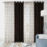 Ultica Fab Net Transparent 6Ft Curtain Drapes for Window | Floral Panels for Home and Office Decor | Fancy Eyelet Curtains for Living (Window - 4 x 6 Feet, Coffee_Net_Pack of 4)