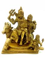 Arihant Craft God Shiva Parivar Idol Handcrafted Showpiece - 15 cm (Brass, Gold)