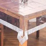 Agroha Transparent PVC Dining Table Cover 6 Seater for Home, Hotel, Office & Restaurant Pack of 1 (60x90, Transparent with White Lace)