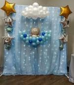 SpecialYou.in Welcome Baby Decoration kit for Baby Boy Party Decor with Blue Net Curtain Cloth, Blue and White Balloons, Silver, Blue , Gold star with Baby Foil Balloons for Perfect Backdrop- Set of 79 Items