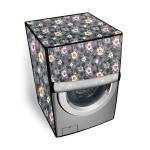 The Furnishing Tree Floral Grey Polyester Washing Machine Cover for Whirlpool 9 kg Fully-Automatic Front Loading Supreme Care 9014 (59.5 x 61 cm)