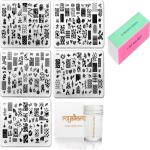 Royalkart Nail Art Stamping Kit Jumbo Image Plate With Double-Sided Stamper & Scraper