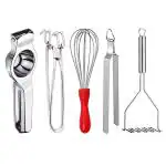 DreamBasket Lemon Squeezer & Pakkad & Egg Whisk & Roti Chimta & Potato Masher for Kitchen