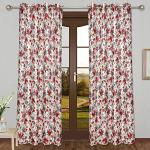 AaHo Decor All about home decor Beautiful Long Crush Floral Print Polyester Blend Floral Print Eyelet Curtains for Home,Bedroom Living Room, Hall, Set of 2.(Window 6 Feet, Maroon)