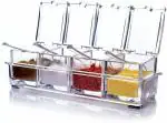 Dhanvi Enterprise Clear Crystal Seasoning Spice Rack With Spoons Cooking Spice Rack For Kitchen