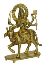 Kalarambh Brass Umiya Maa Idol Murti Statue for Home Office Temple Mandir Pooja Puja Room Collectible Handicraft Art, Yellow, 4.8 x 1.8 x 7.2 Inch (L x W x H)