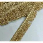 LACESNMORE Fringes Kiran Crush Frill lace for dupattas Bridal Lehenga, Party Saree, Blouse, Fancy Border lace for Dupatta (palmet Gold) khichdi Kiran Dupatta lace | 9meter