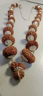 Feel Touch Mart Indrani Mala 1 to 21 Mukhi Genuine Indra Mala Amazing Ek Se Ikkis Mukhi Rudraksha Mala with Gauri Shankar & Ganesh Rudraksha Lab Certified Pure Indrani Mala for Unisex