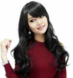 YOFAMA Long Hair Wig Black Synthetic Fiber Women
