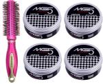 Buy Tya Salon Pink Round Brush With Japan Hair Wax - 150 G (Set Of 5)