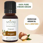 Mystiq Living - 100% Pure Cold Pressed Natural Moroccan Argan Oil | Pure Argan Oil for Skin, Nails & Hair Growth, Anti-Aging Face Moisturizer, Cold Pressed, Hair Moisturizer - 15 ML