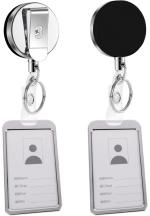 Shining Zon Vertical Natural Hard Metal Aluminum Alloy ID Card Holder for Men and Women for Office School College with Metal Yoyo Clip (Set Of 2 Silver)