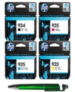 HP 934 & 935 C/M/Y Original Ink Cartridge (Set of 4) With ITGLOBAL 3in1 Multi-Function Pen